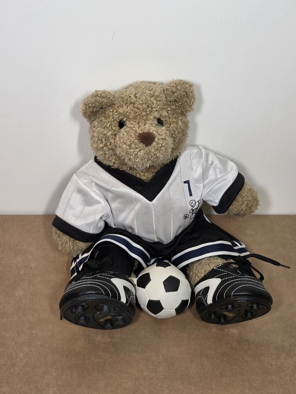 VTG 1997 Build a Bear Soccer Player Plush Teddy Uniform #7 Cleats Soccer Ball